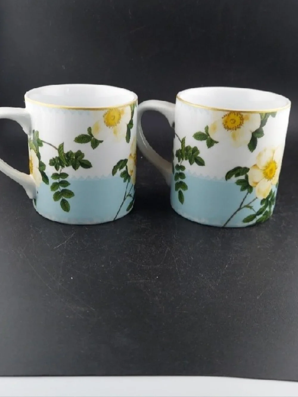 Willians Sonoma Spring Garden Bunnies  Ceramic Mug Set - Blue and White